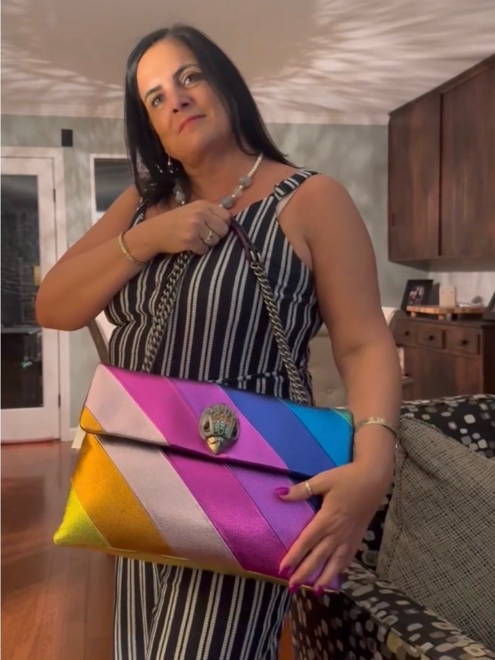 NWT Kurt Geiger XL Multicolor Leather Shoulder Bag Stunning - STATEMENT PIECE 🤩
